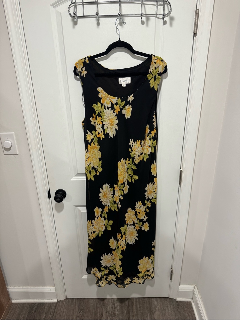 Studio Black Maxi Dress with Yellow Floral Print